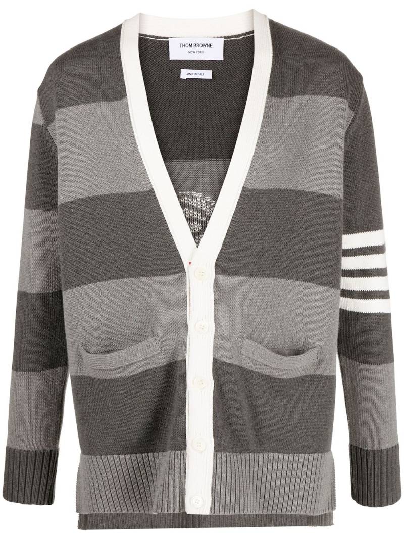 Thom Browne patterned-intarsia striped cardigan - Grey von Thom Browne