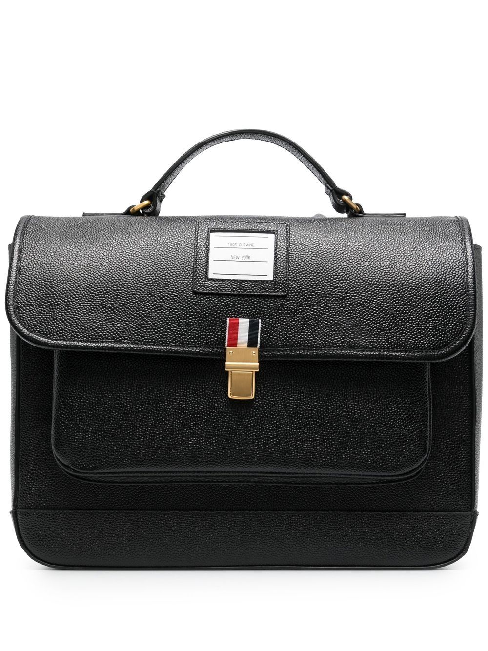 Thom Browne pebble grain leather school backpack - Black von Thom Browne