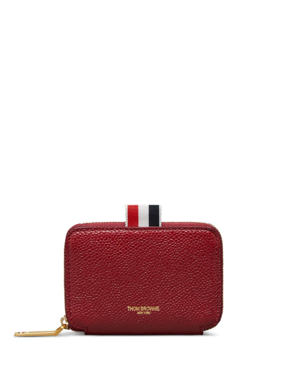 Thom Browne pebbled-grain zip-around card holder - Red von Thom Browne