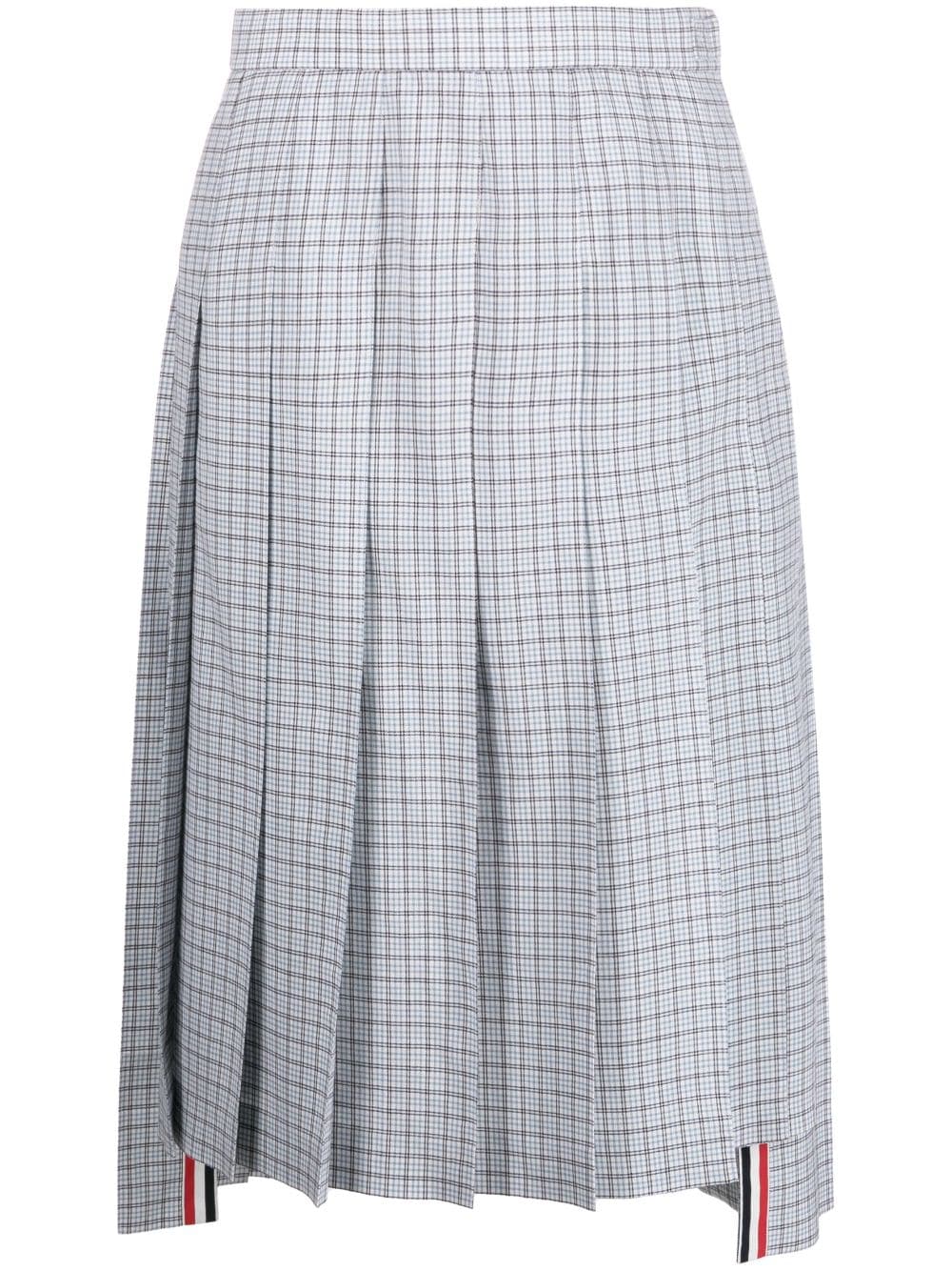 Thom Browne plaid-check pleated wool skirt - White von Thom Browne