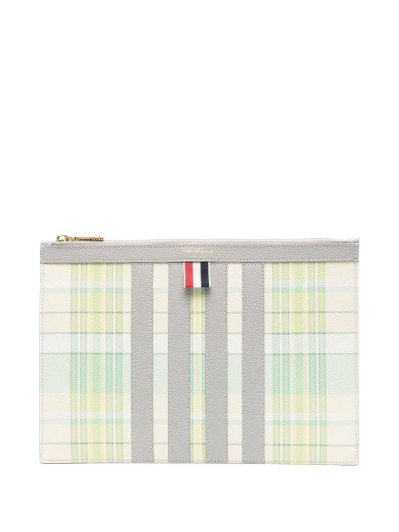 Thom Browne plaid-check print clutch bag - Green von Thom Browne