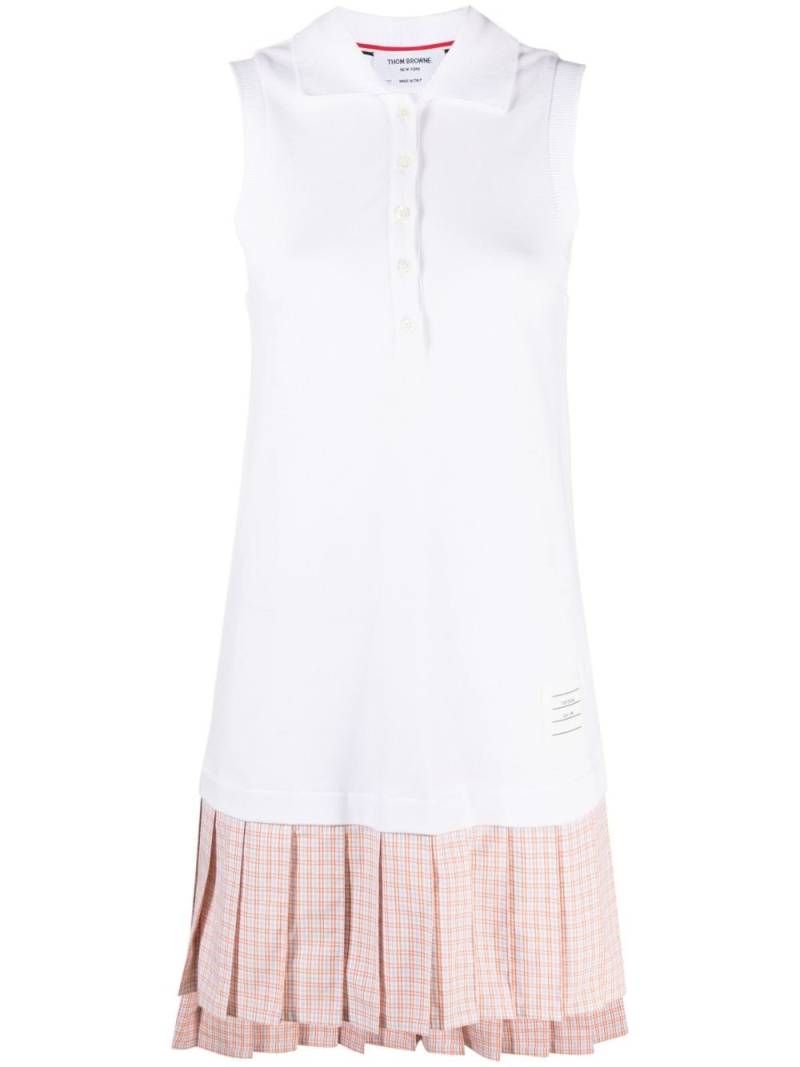 Thom Browne pleated-panel polo dress - White von Thom Browne