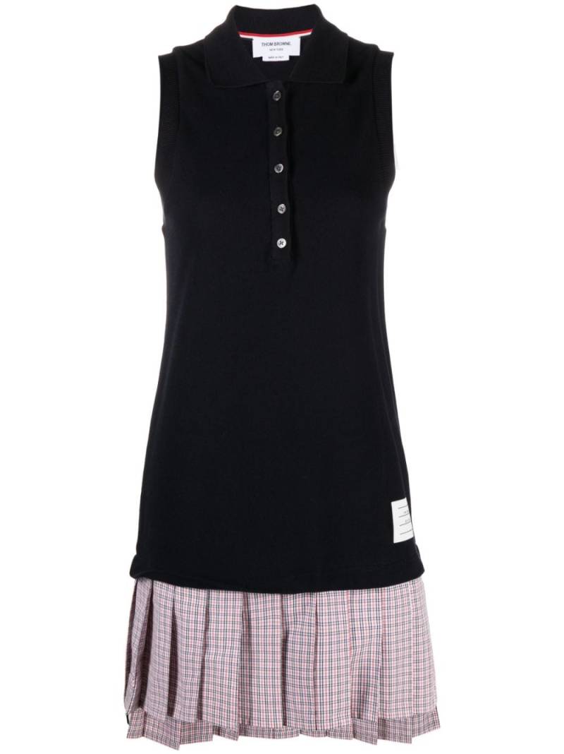 Thom Browne pleated-skirt polo minidress - Blue von Thom Browne