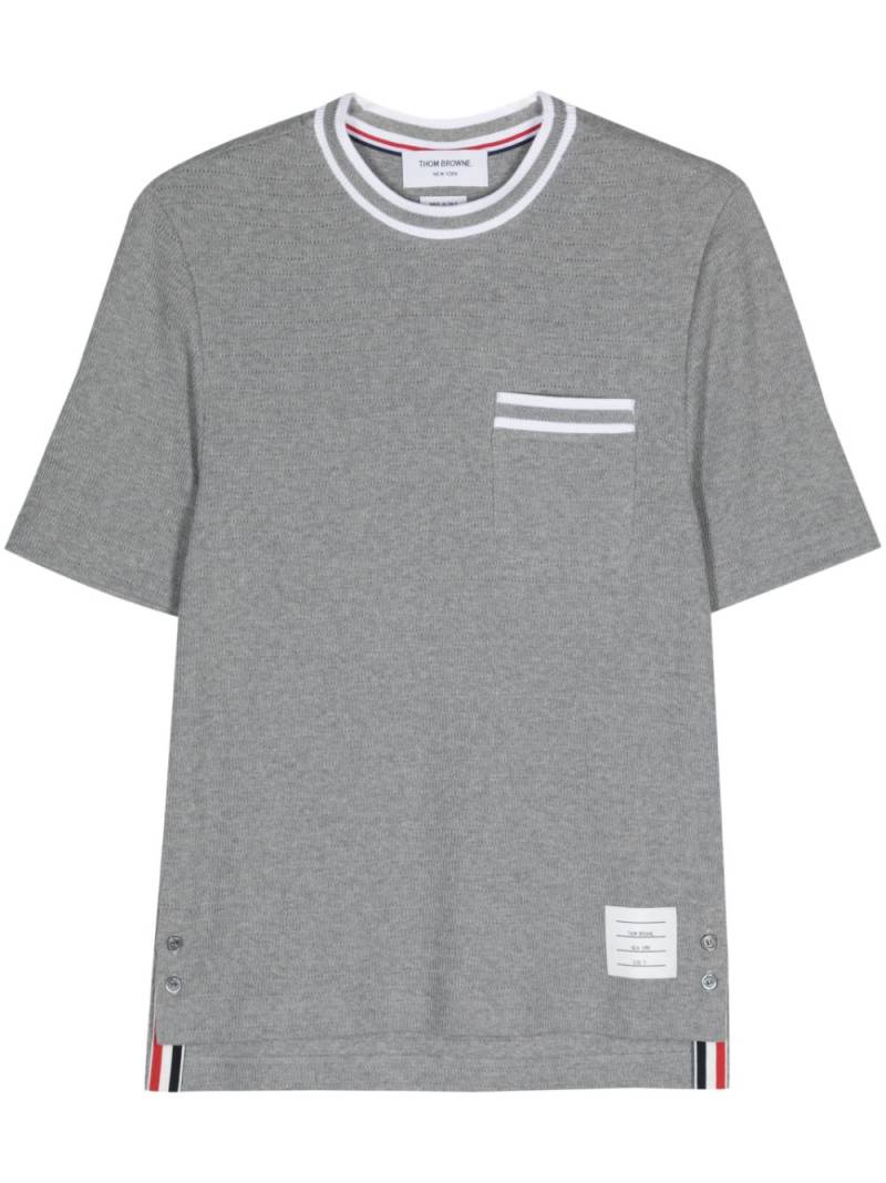 Thom Browne pointelle cotton blend T-shirt - Grey von Thom Browne