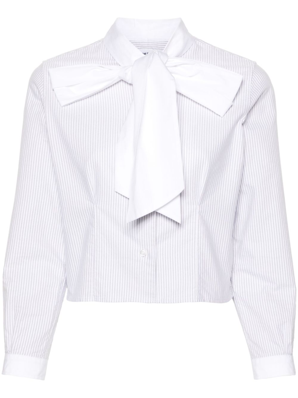 Thom Browne pussy-bow collar cotton blouse - Grey von Thom Browne