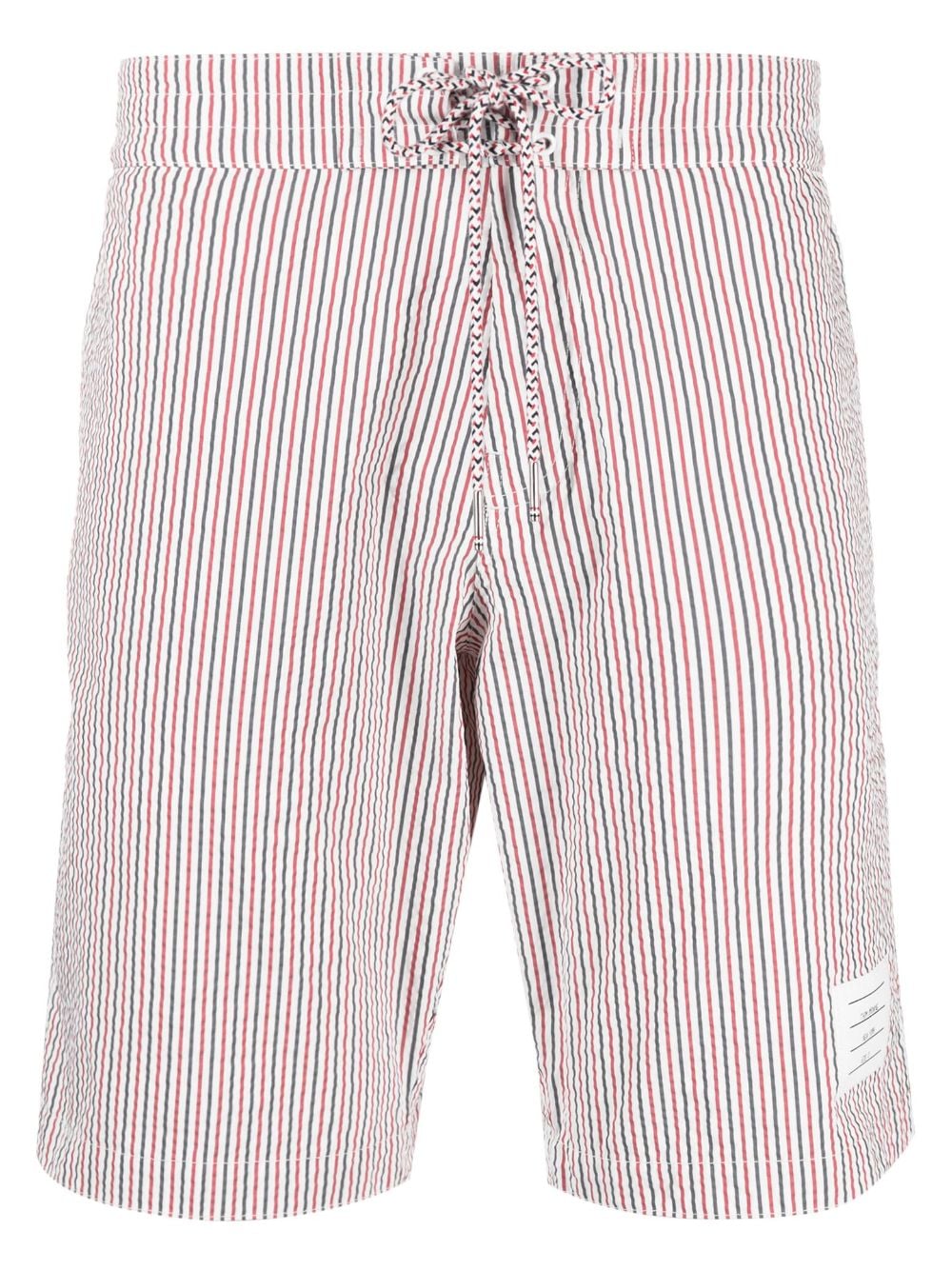 Thom Browne seersucker stripe-print swim shorts - White von Thom Browne