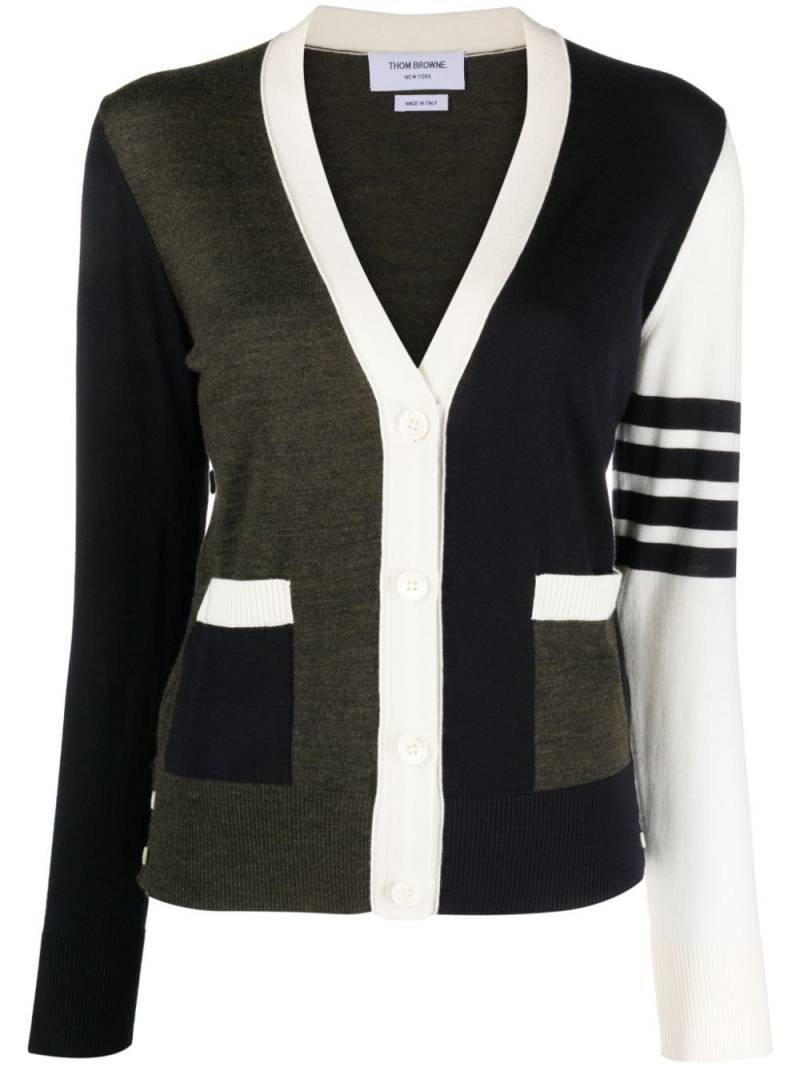 Thom Browne semi-sheer panelled knitted cardigan - Blue von Thom Browne