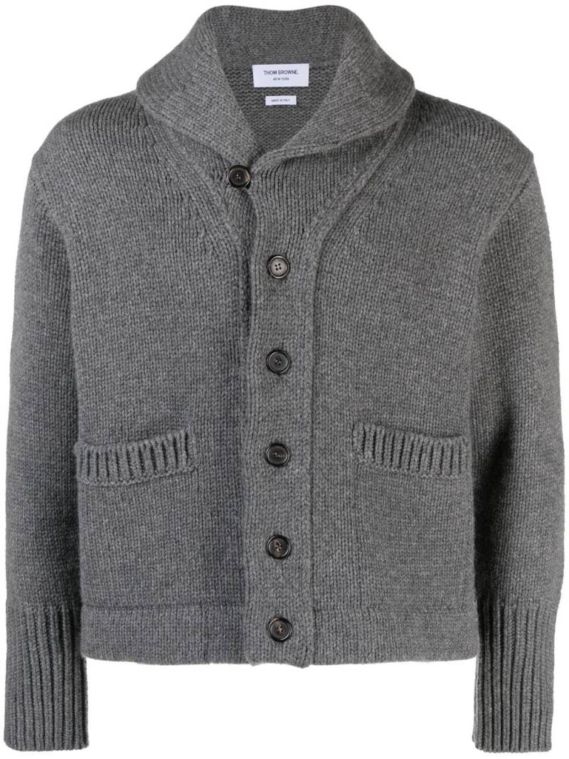 Thom Browne shawl-collar knit cardigan - Grey von Thom Browne