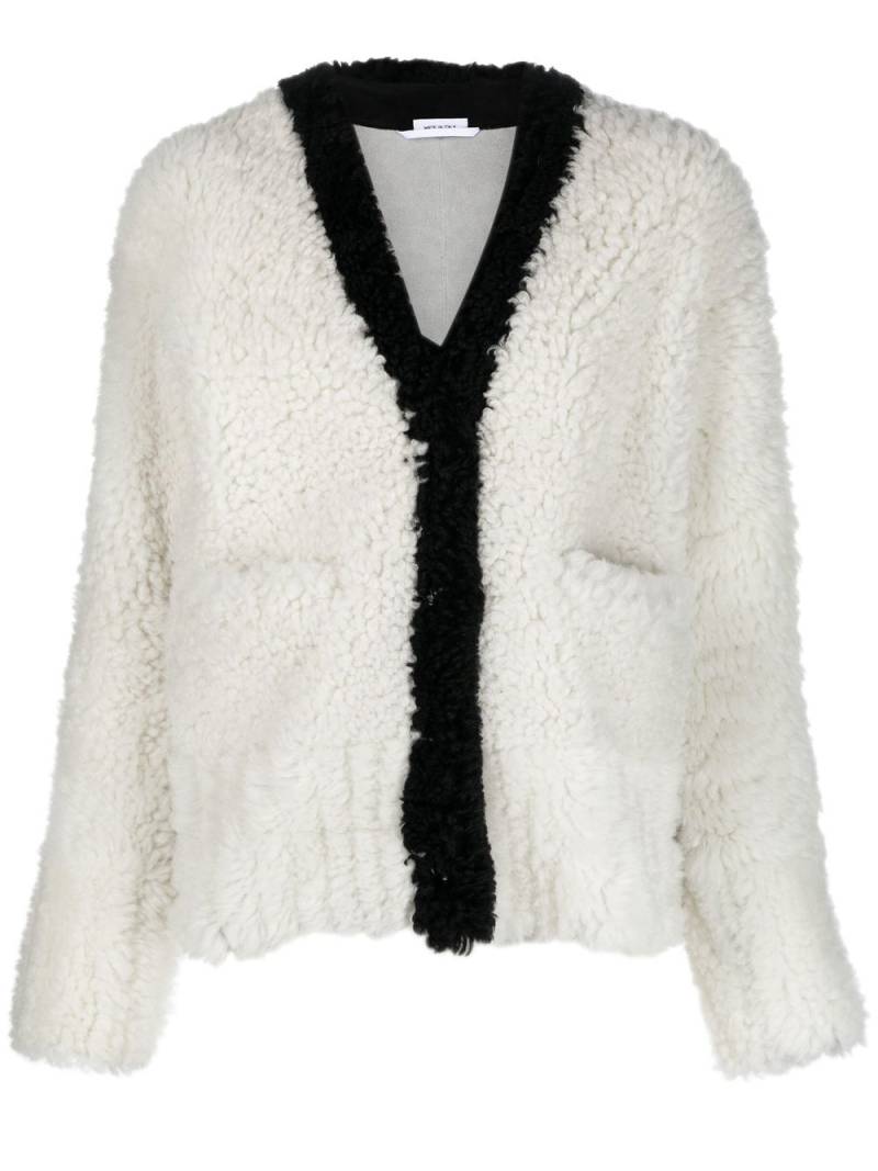 Thom Browne shearling V-neck cardigan - White von Thom Browne