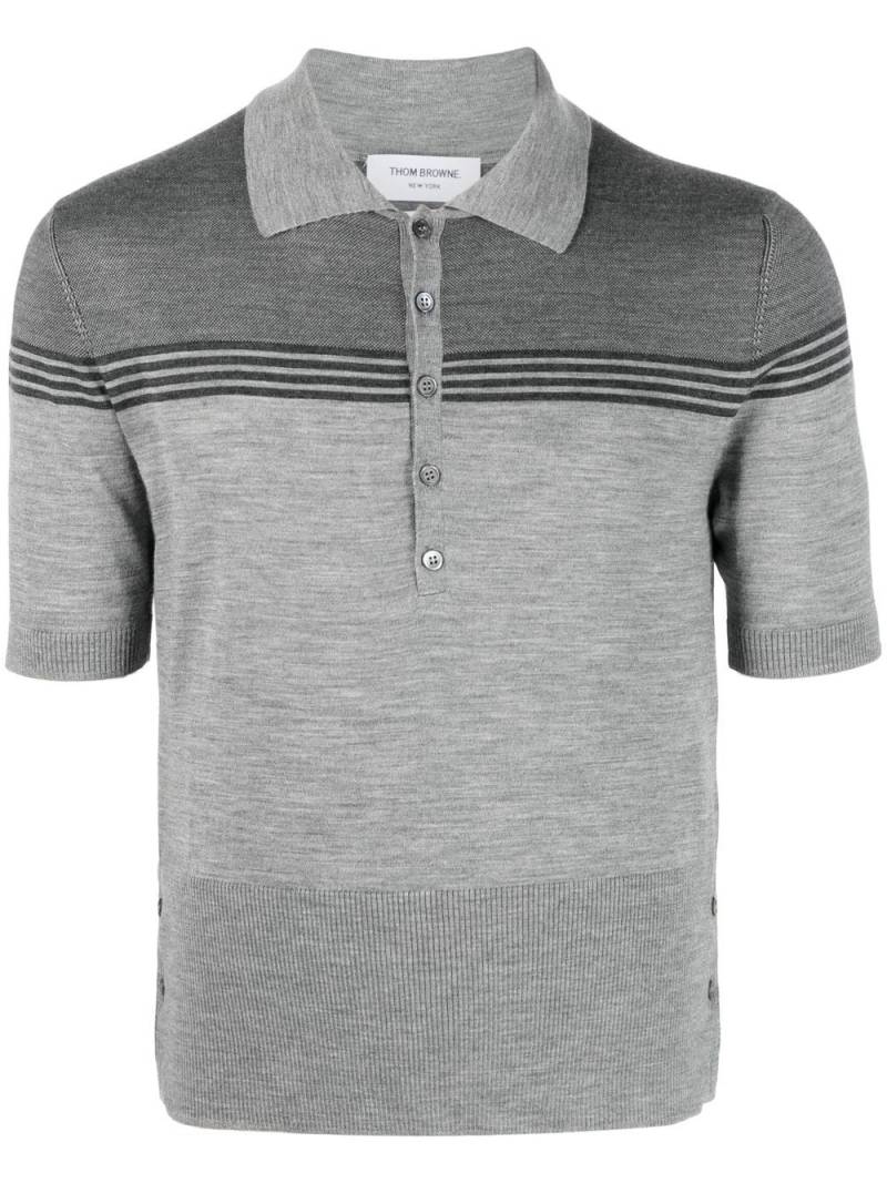 Thom Browne short-sleeve panelled polo shirt - Grey von Thom Browne