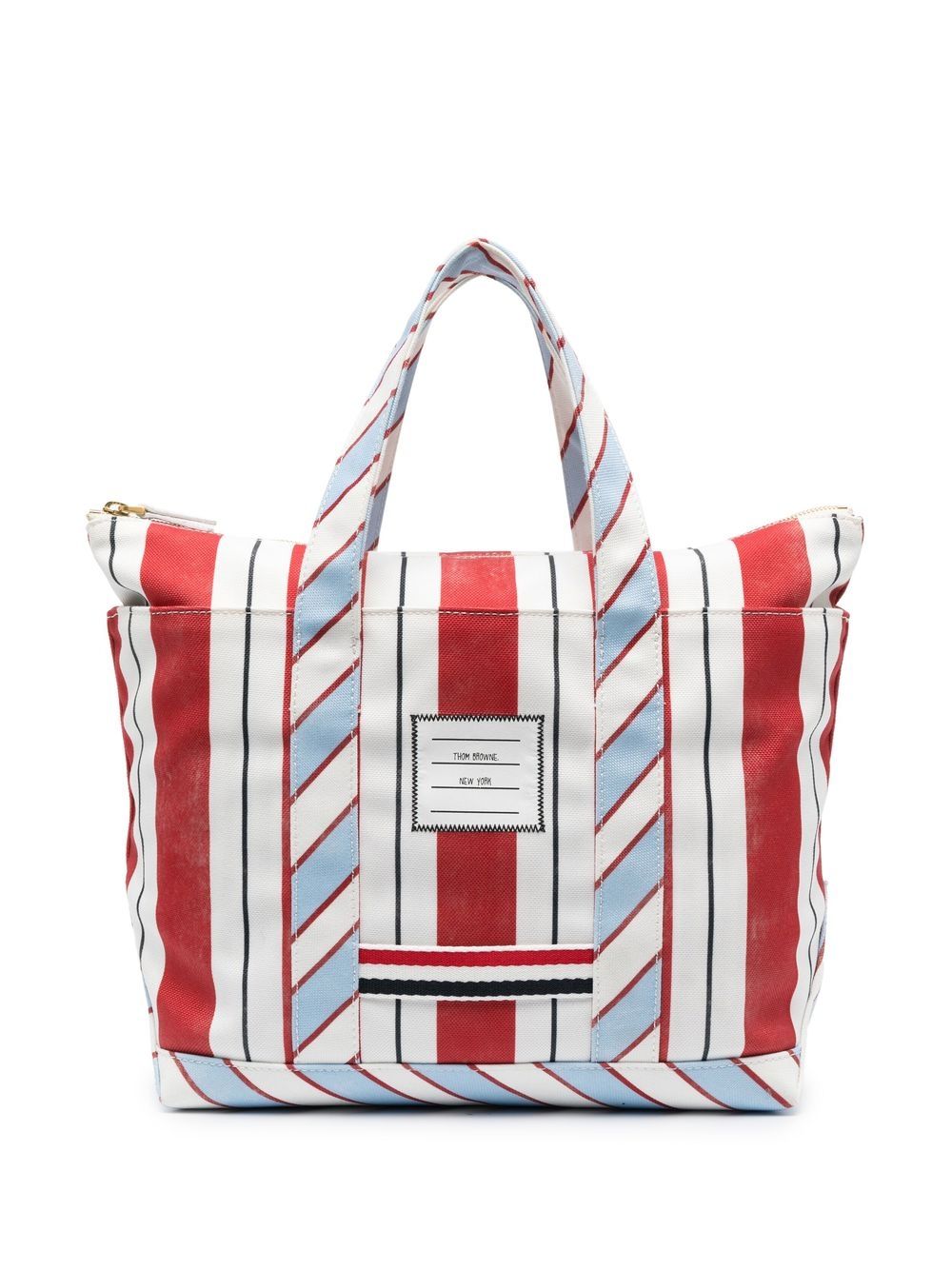 Thom Browne signature stripe-pattern tote bag - Red von Thom Browne