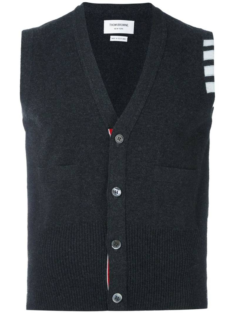 Thom Browne 4-Bar Cashmere Cardigan Vest - Grey von Thom Browne