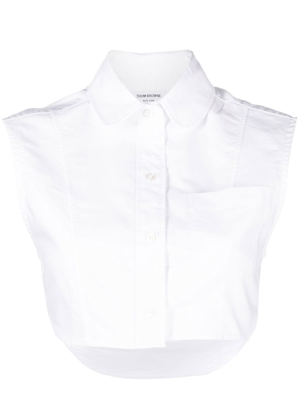 Thom Browne sleeveless cropped oxford shirt - White von Thom Browne