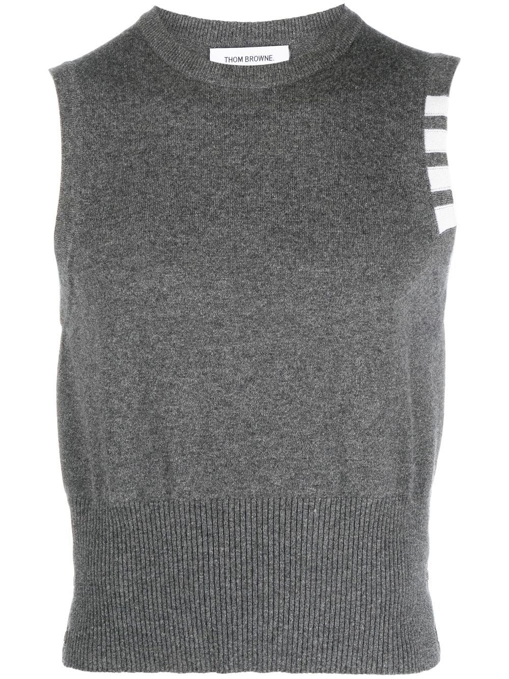 Thom Browne stripe-detail knit vest - Grey von Thom Browne