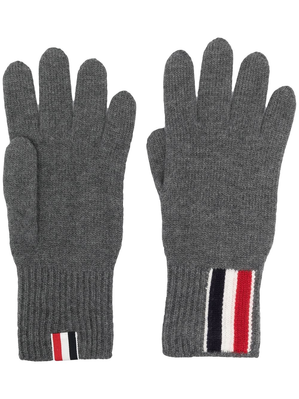 Thom Browne stripe detail knitted gloves - Grey von Thom Browne