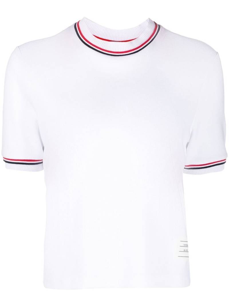 Thom Browne stripe-trim detail T-shirt - White von Thom Browne