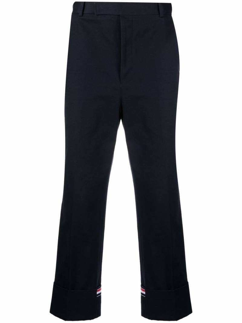 Thom Browne stripe-trim straight-leg trousers - Blue von Thom Browne