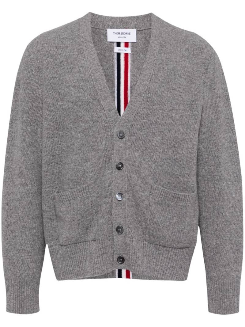 Thom Browne stripe-trim virgin-wool cardigan - Grey von Thom Browne