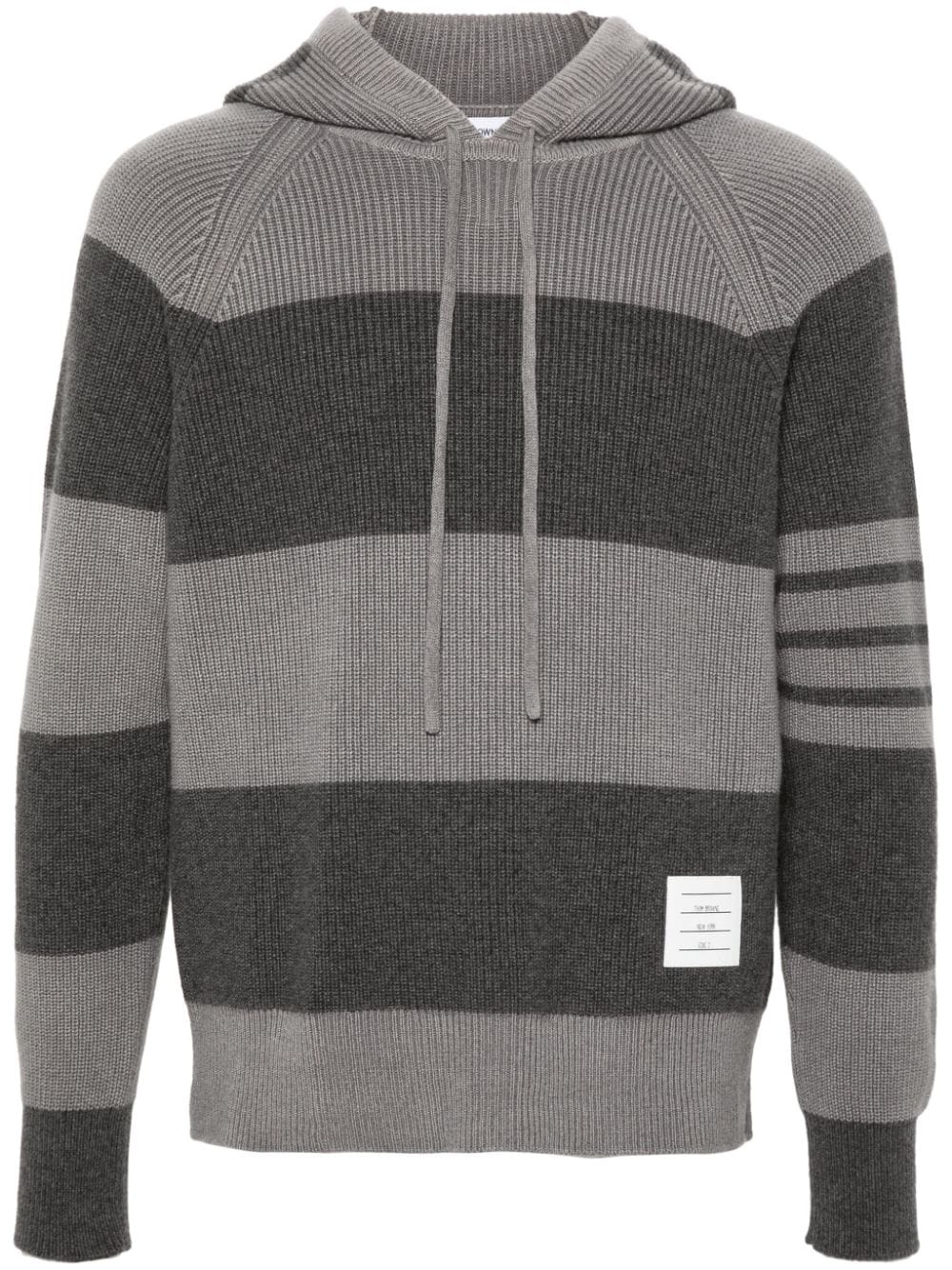 Thom Browne striped knitted hoodie - Grey von Thom Browne