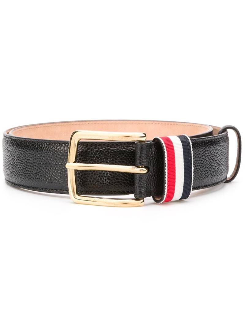 Thom Browne striped loop pebbled belt - Black von Thom Browne