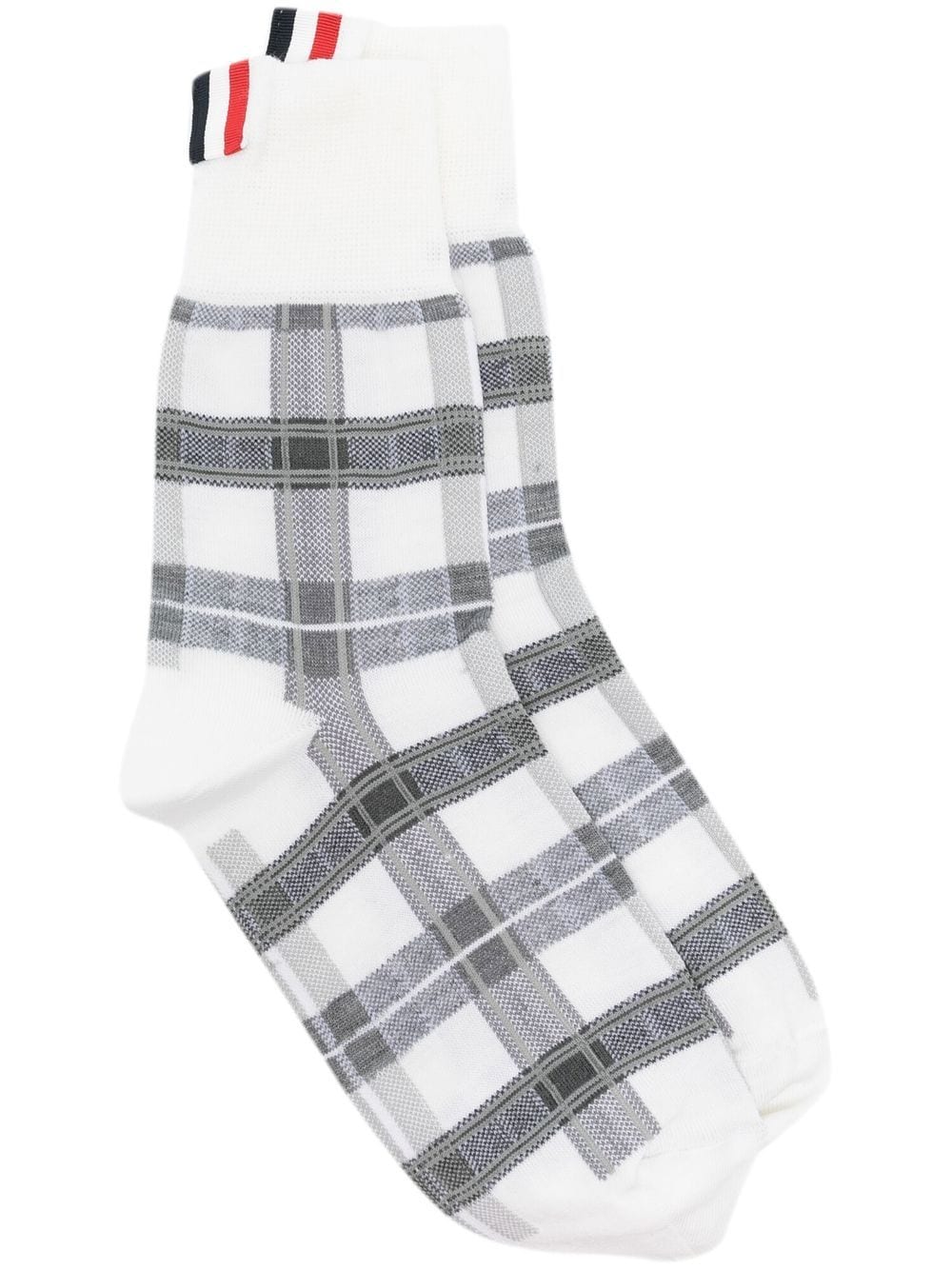 Thom Browne tartan-check mid-calf socks - White von Thom Browne