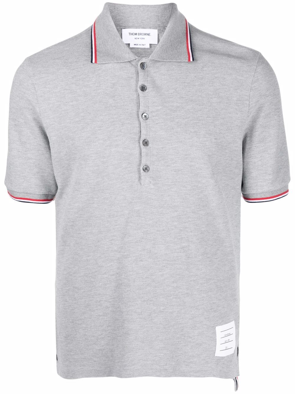 Thom Browne tri-colour stripe polo shirt - Grey von Thom Browne