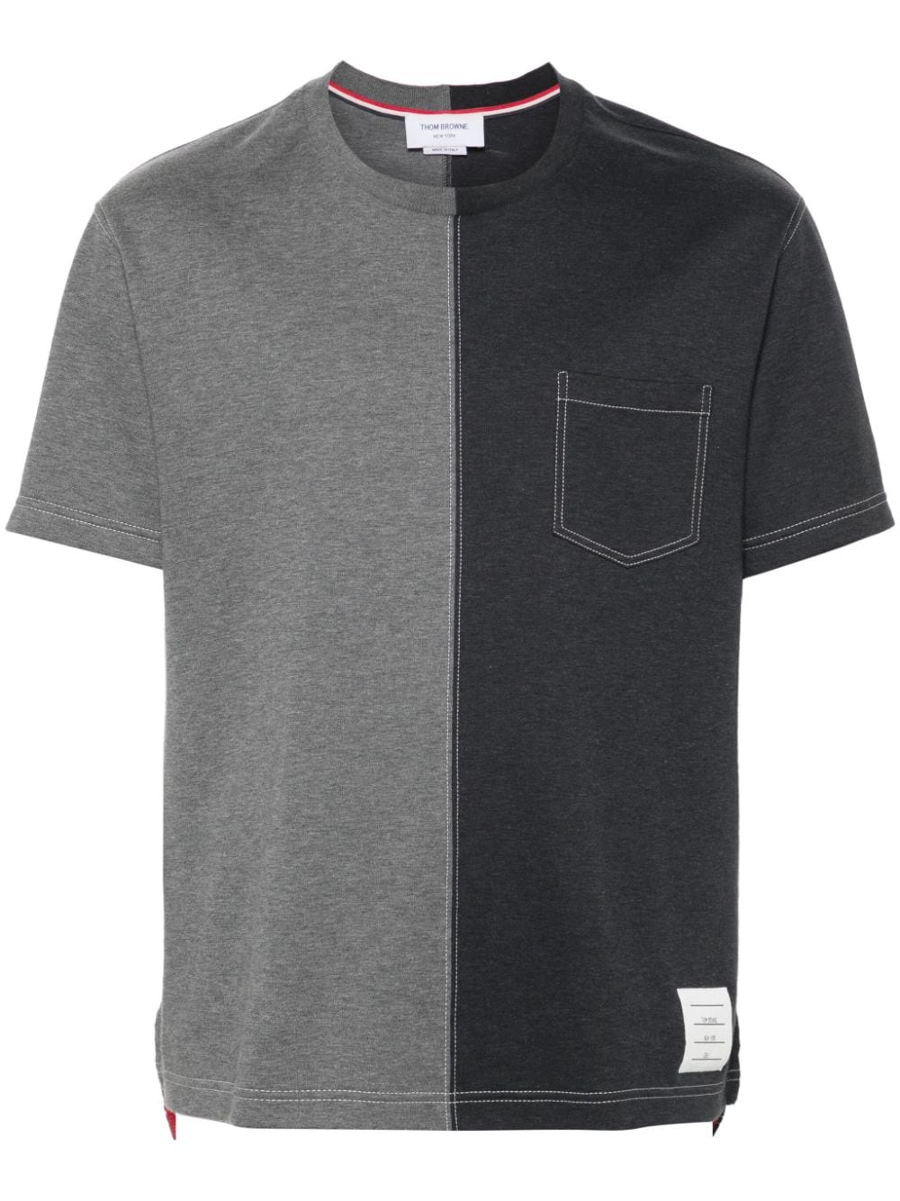Thom Browne two-tone cotton T-shirt - Grey von Thom Browne