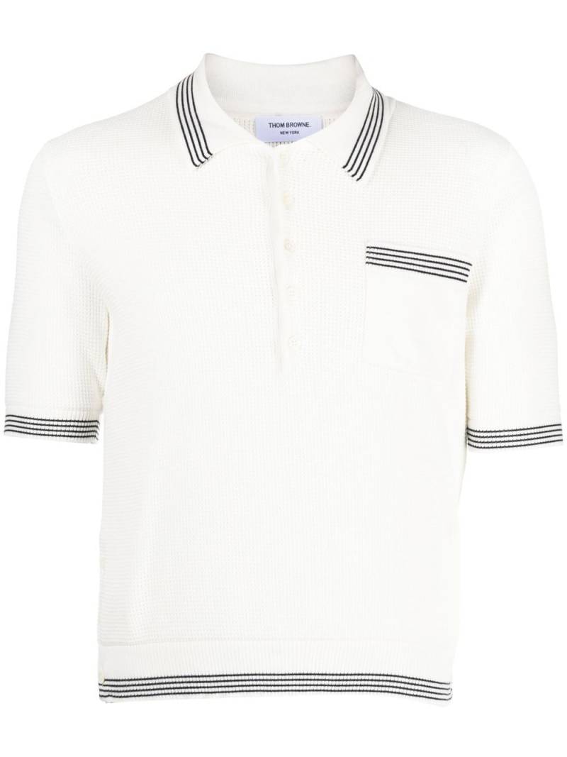 Thom Browne waffle-knit polo shirt - White von Thom Browne