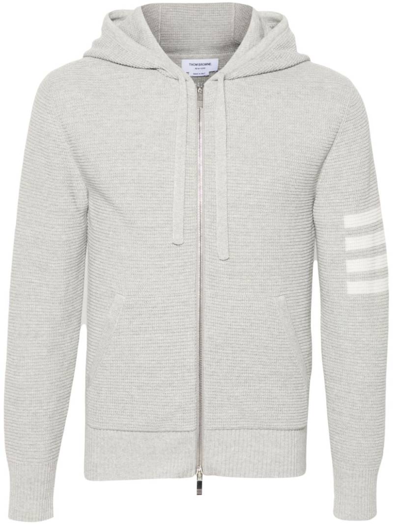 Thom Browne waffle-knit zip-up hoodie - Grey von Thom Browne