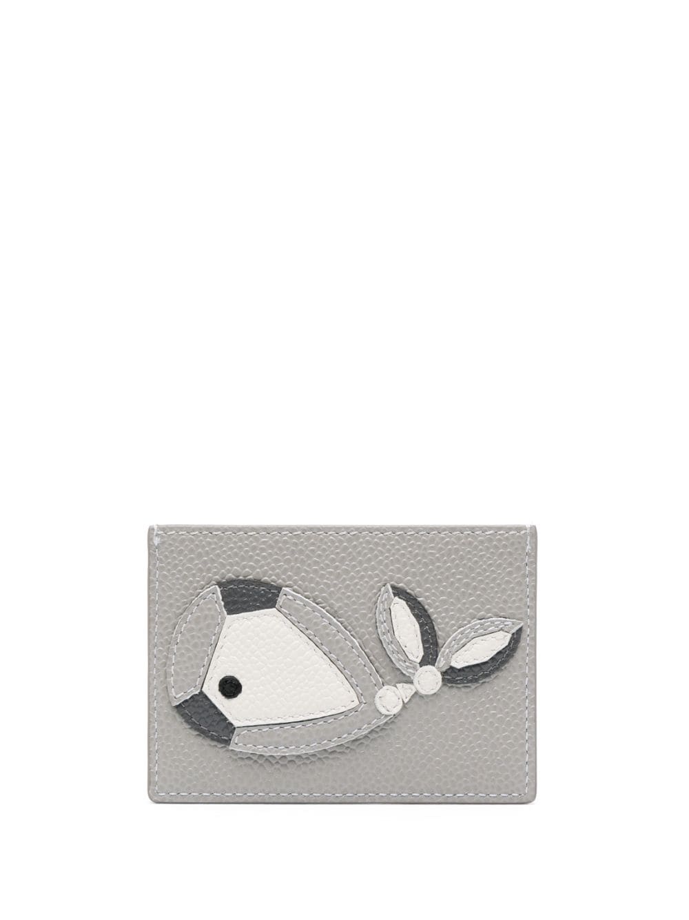 Thom Browne whale-appliqué pebbled cardholder - Grey von Thom Browne