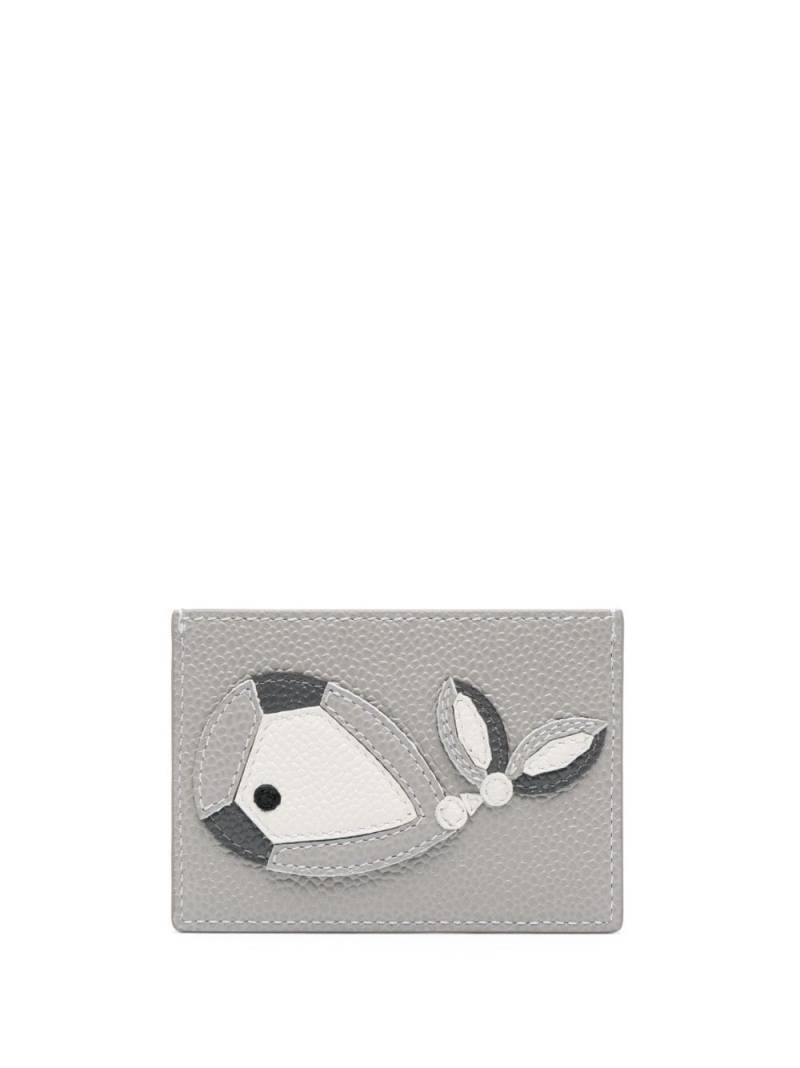 Thom Browne whale-appliqué pebbled cardholder - Grey von Thom Browne