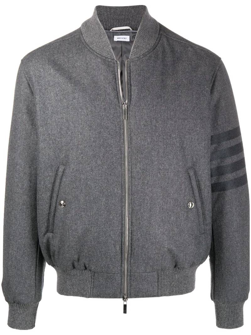 Thom Browne tonal 4-Bar flannel bomber jacket - Grey von Thom Browne