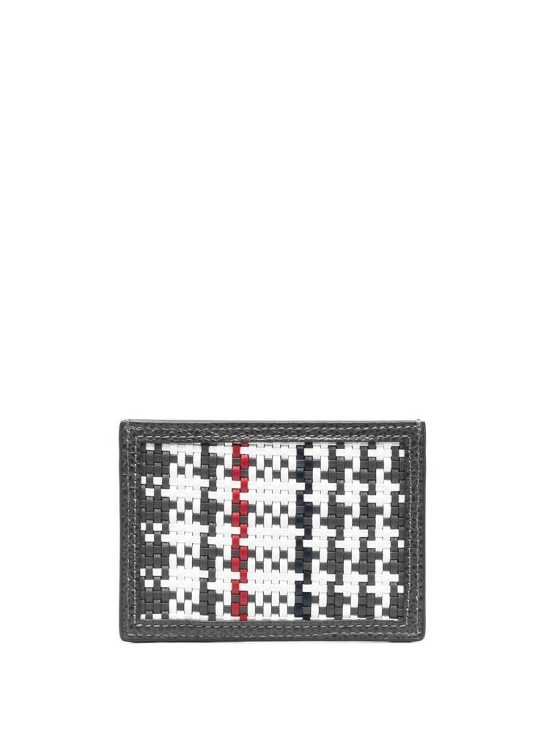 Thom Browne woven-check leather cardholder - Grey von Thom Browne