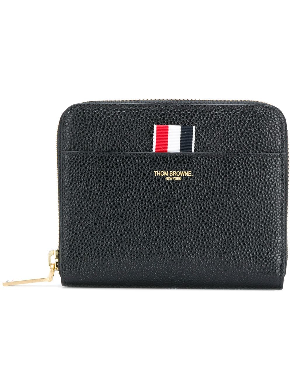 Thom Browne pebbled short zip-around purse - Black von Thom Browne