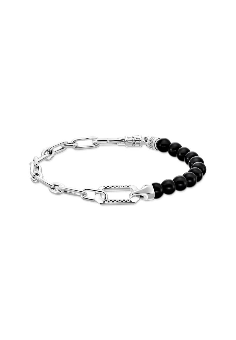 Armband Schwarzer Onyx Silberkette Damen Schwarz ONE SIZE von Thomas Sabo