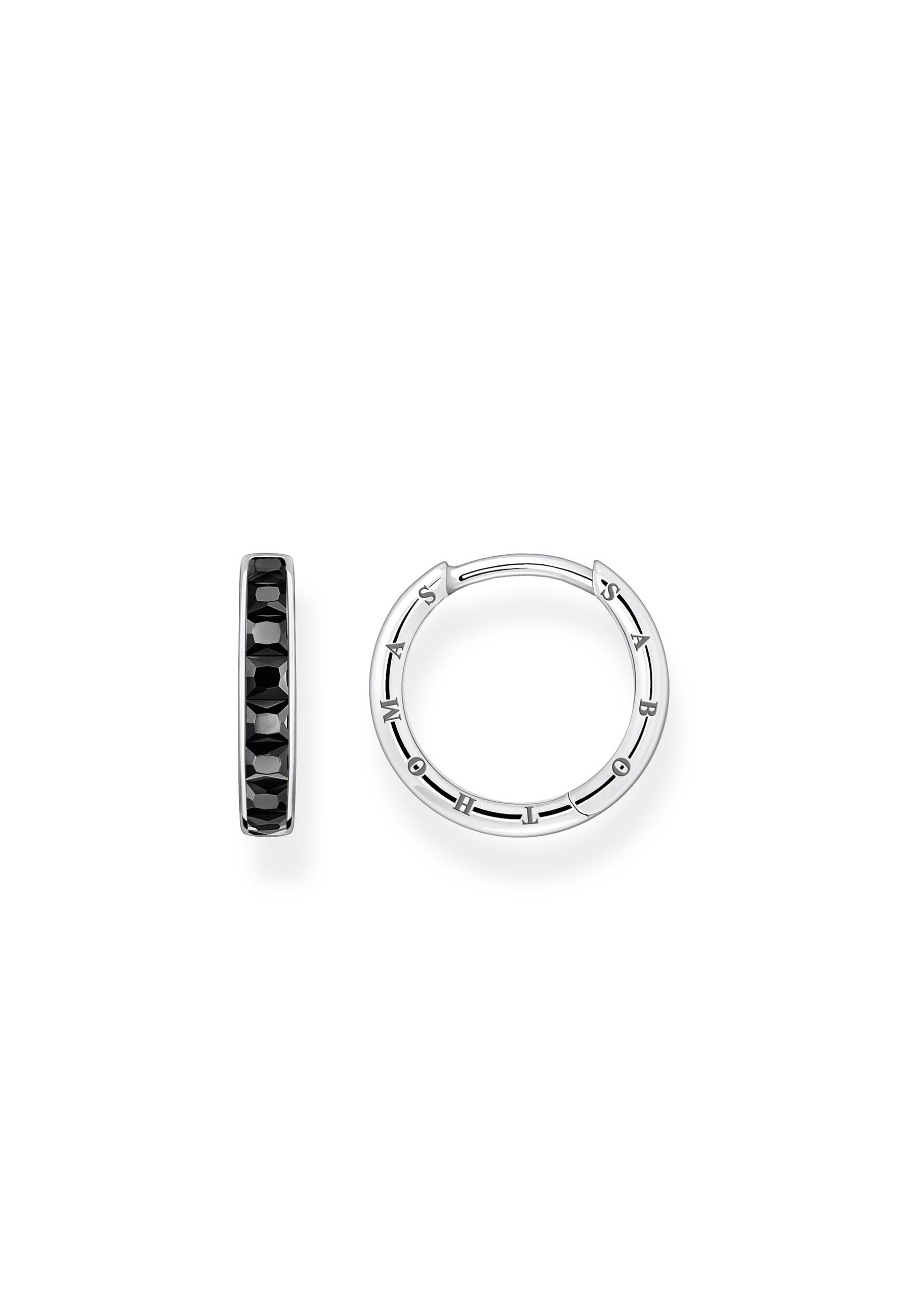 Creolen Schwarze Steine Pavé Silber Damen Schwarz ONE SIZE von Thomas Sabo