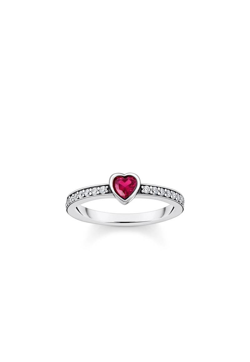 Ring Silber Solitär Rot Herzförmiger Stein Damen Rot 17mm von Thomas Sabo