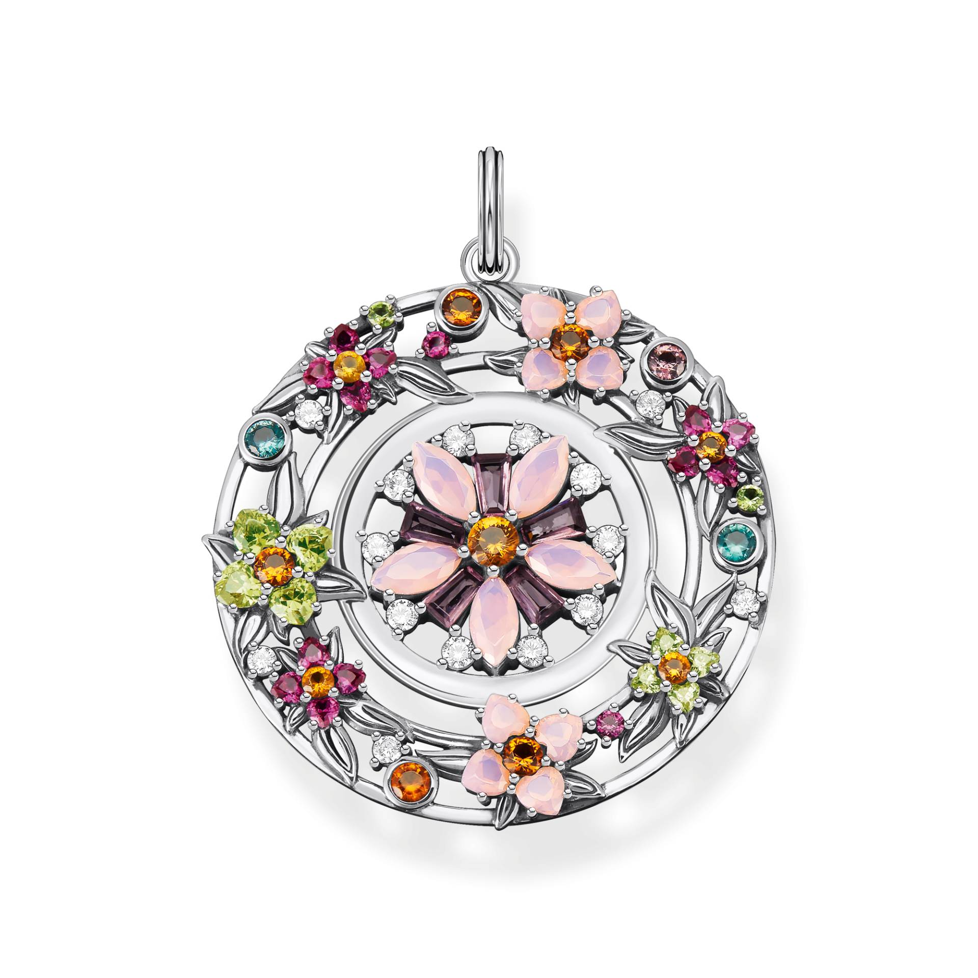 Thomas Sabo Anhänger Amulett Blumen farbige Steine silber mehrfarbig PE917-342-7 von Thomas Sabo