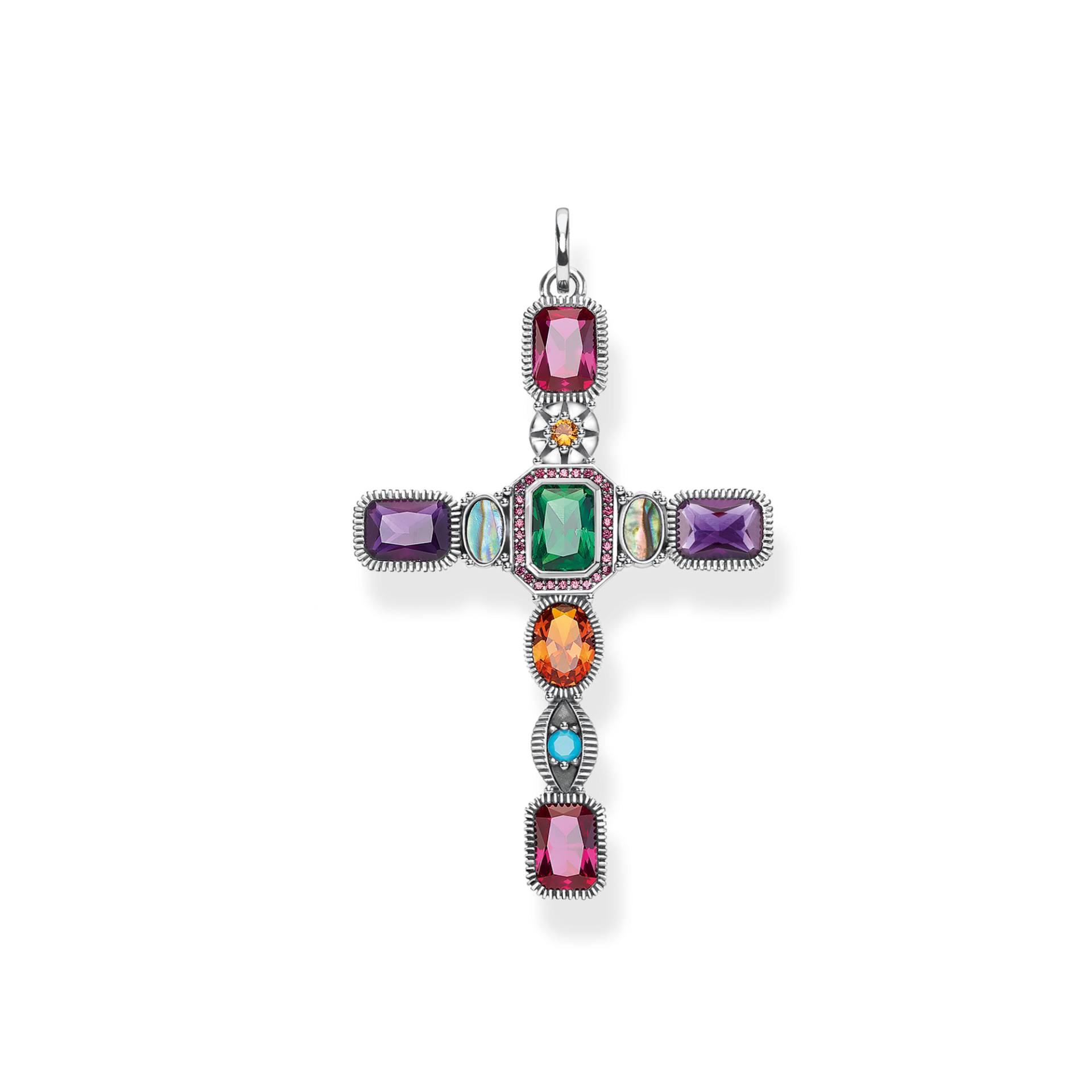 Thomas Sabo Anhänger Kreuz farbige Steine mehrfarbig PE859-294-7 von Thomas Sabo