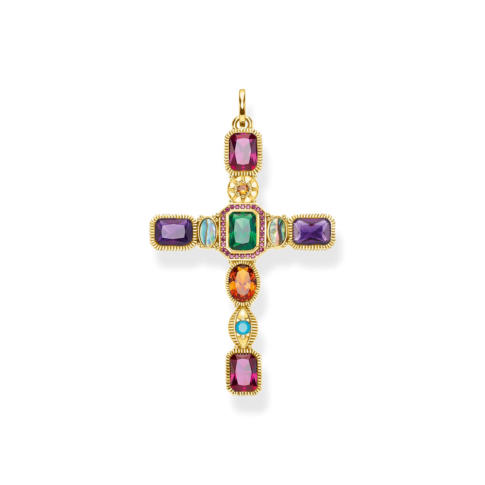 Thomas Sabo Anhänger Kreuz farbige Steine gold mehrfarbig PE859-295-7 von Thomas Sabo