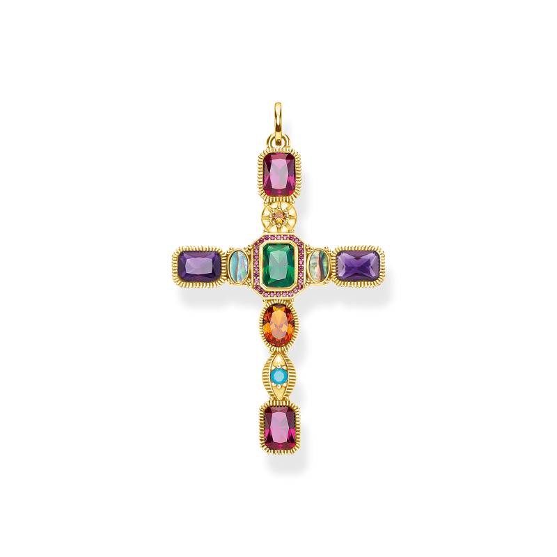 Thomas Sabo Anhänger Kreuz farbige Steine gold mehrfarbig PE859-295-7 von Thomas Sabo