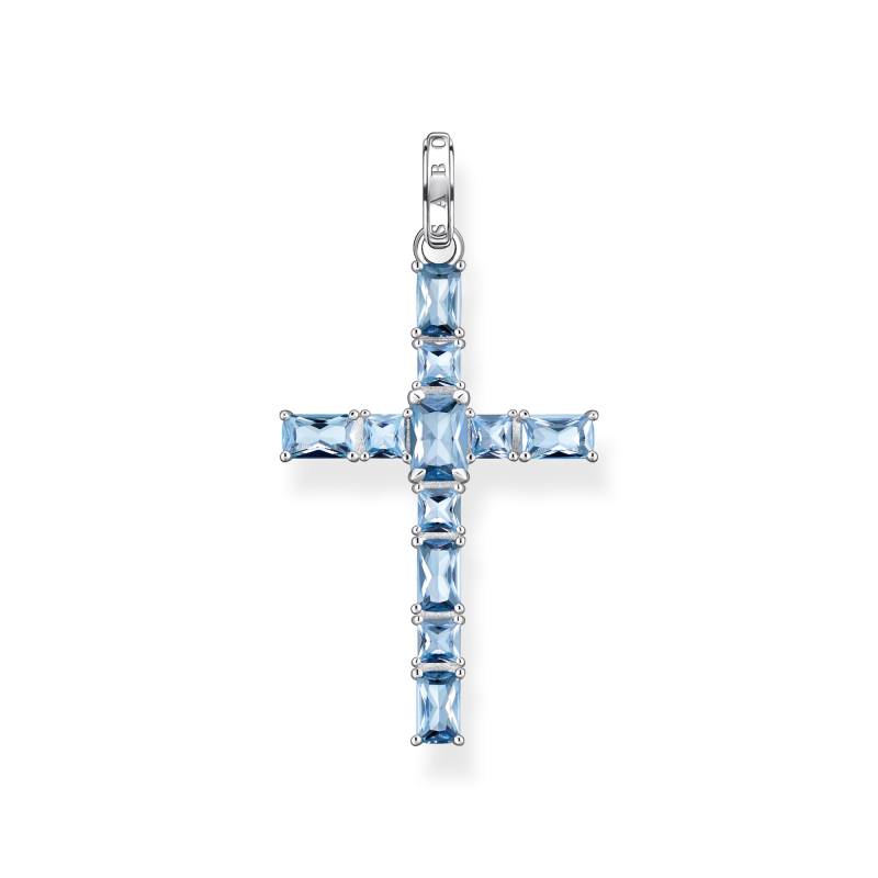 Thomas Sabo Anhänger Kreuz mit aqua Steinen Silber blau PE939-009-1 von Thomas Sabo