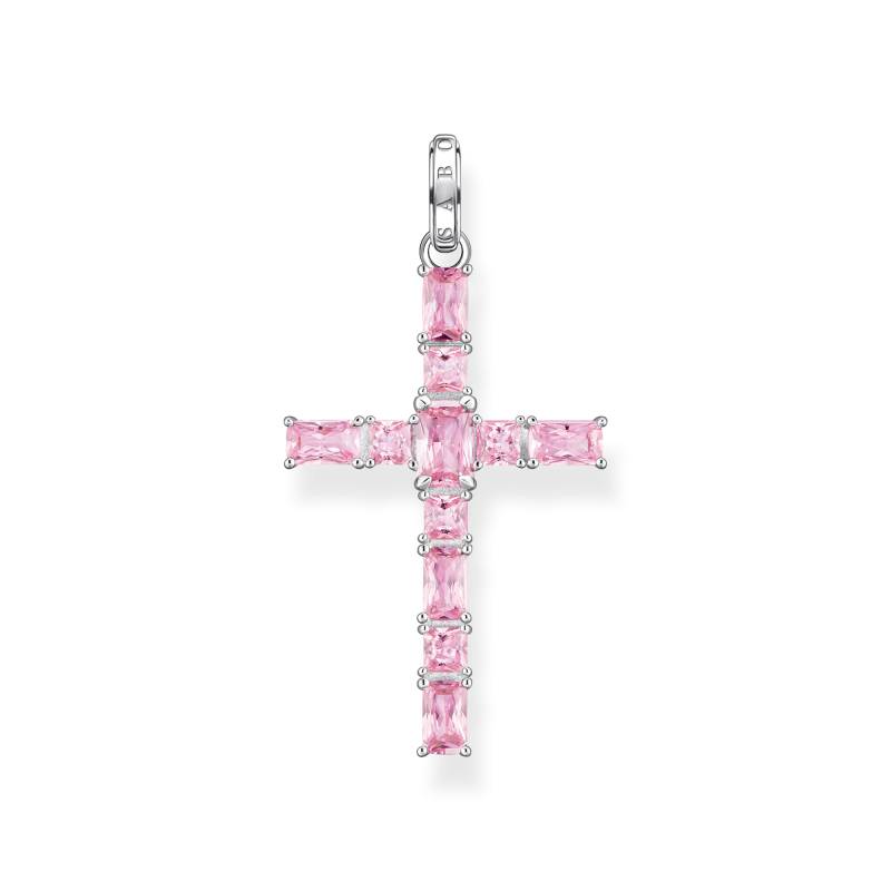 Thomas Sabo Anhänger Kreuz mit pinken Steinen Silber pink PE939-051-9 von Thomas Sabo