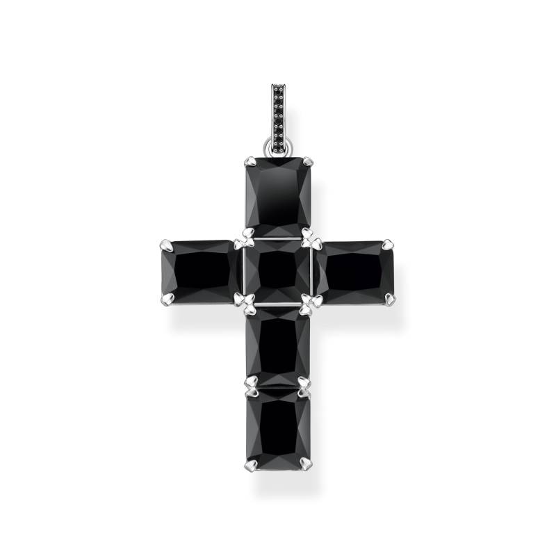 Thomas Sabo Anhänger Kreuz mit schwarzen Steinen Silber schwarz PE922-641-11 von Thomas Sabo