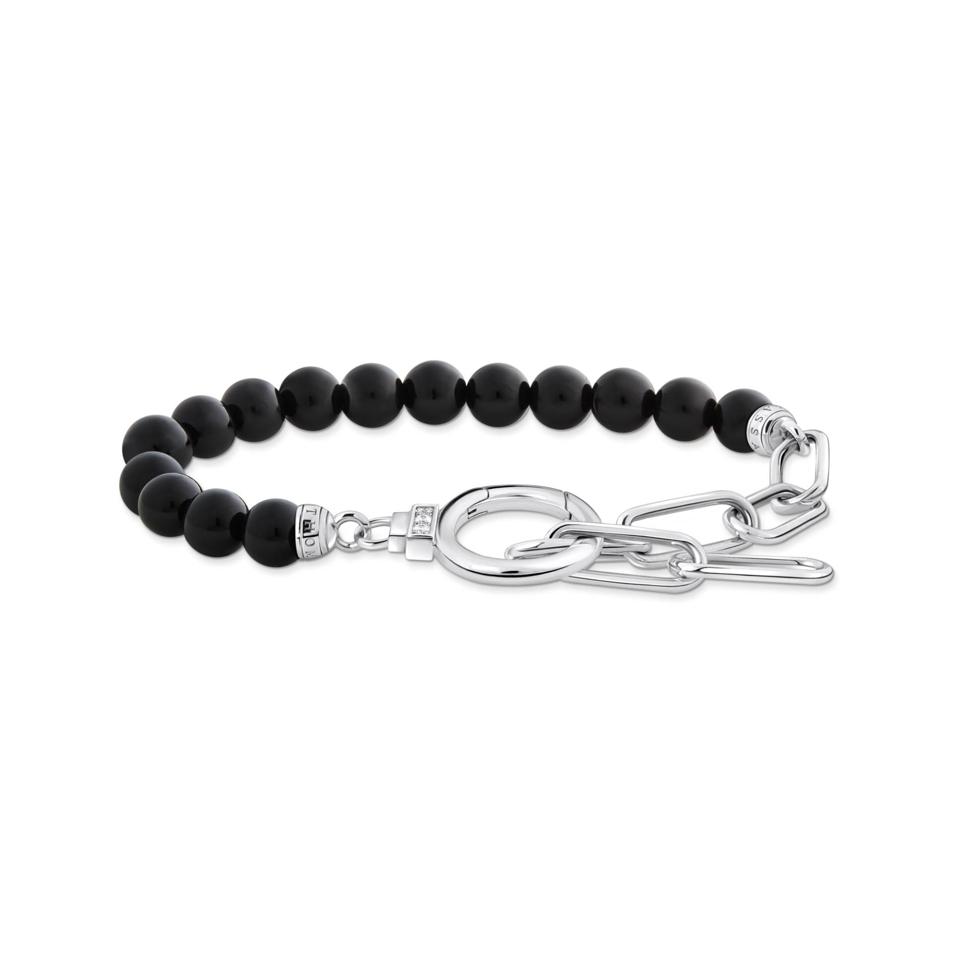 Thomas Sabo Armband aus Onyx-Beads und Ankerelementen  mit weißen Steinen Silber schwarz A2134-027-11-L19V von Thomas Sabo