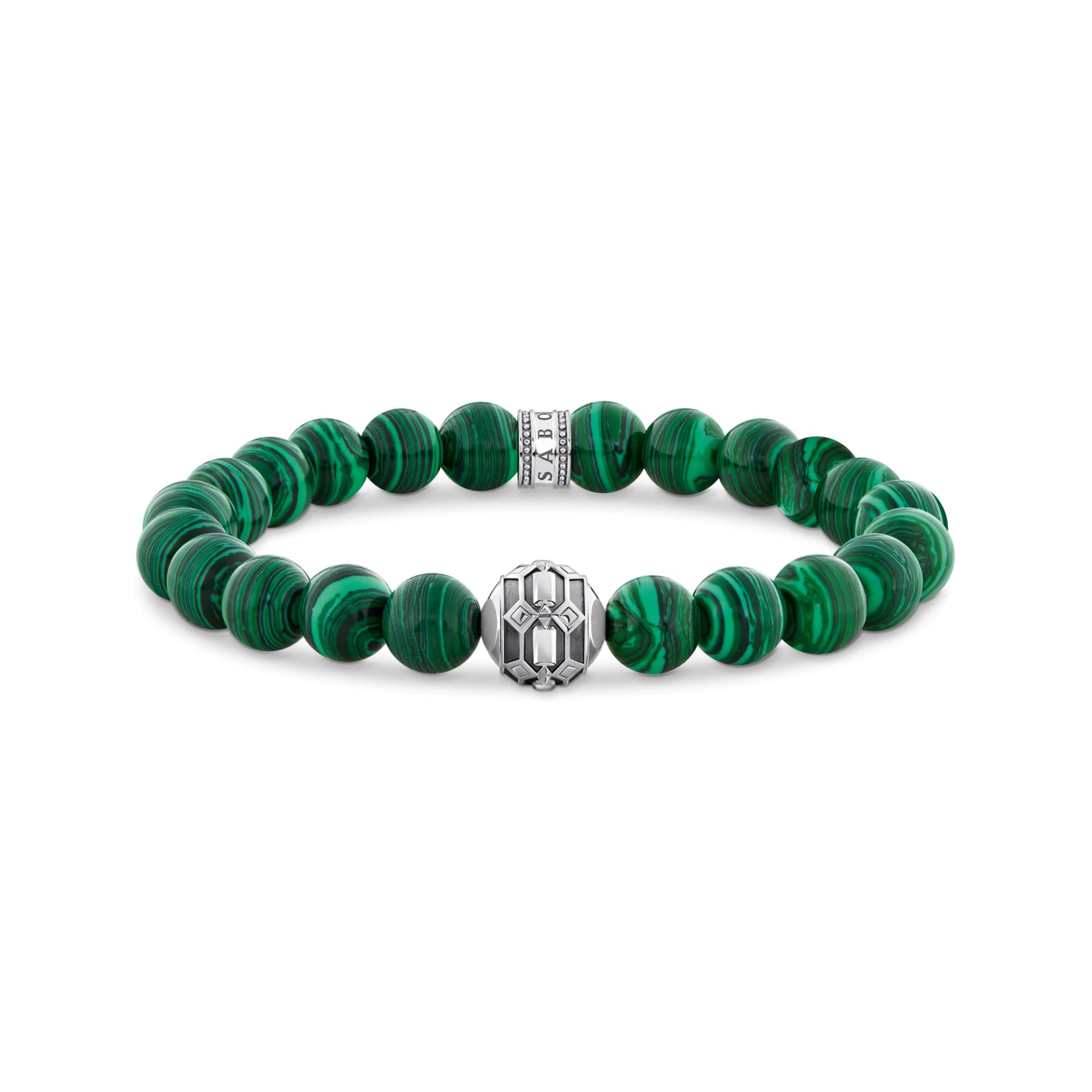 Thomas Sabo Armband aus imitiertem Malachit mit Bead Silber geschwärzt grün A2135-468-6-L17 von Thomas Sabo