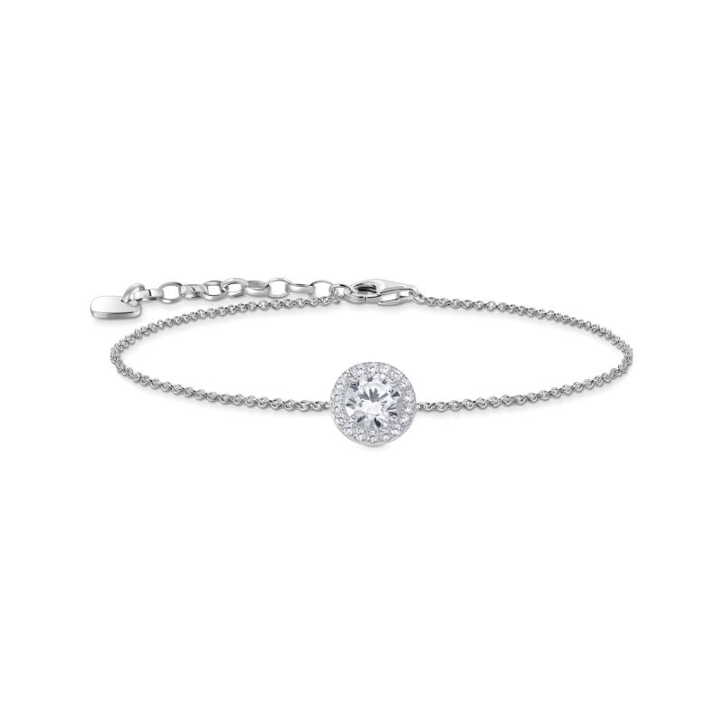 Thomas Sabo Armband mit Halo-Anhänger und weißen Steinen Silber weiß A2166-051-14-L19V von Thomas Sabo