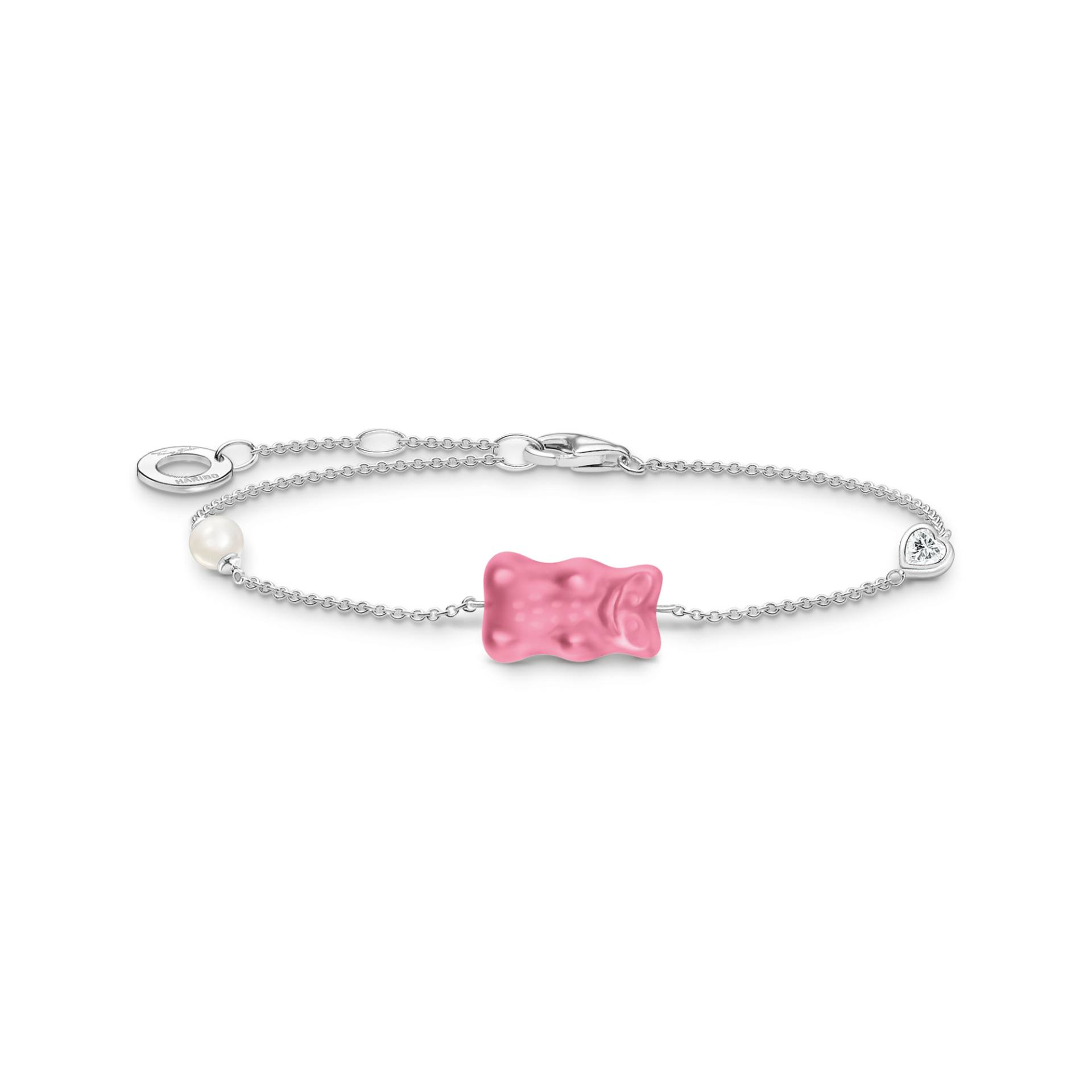 Thomas Sabo Armband mit pinkem Goldbären, Perle und Stein Silber pink A2151-052-9-L19V von Thomas Sabo