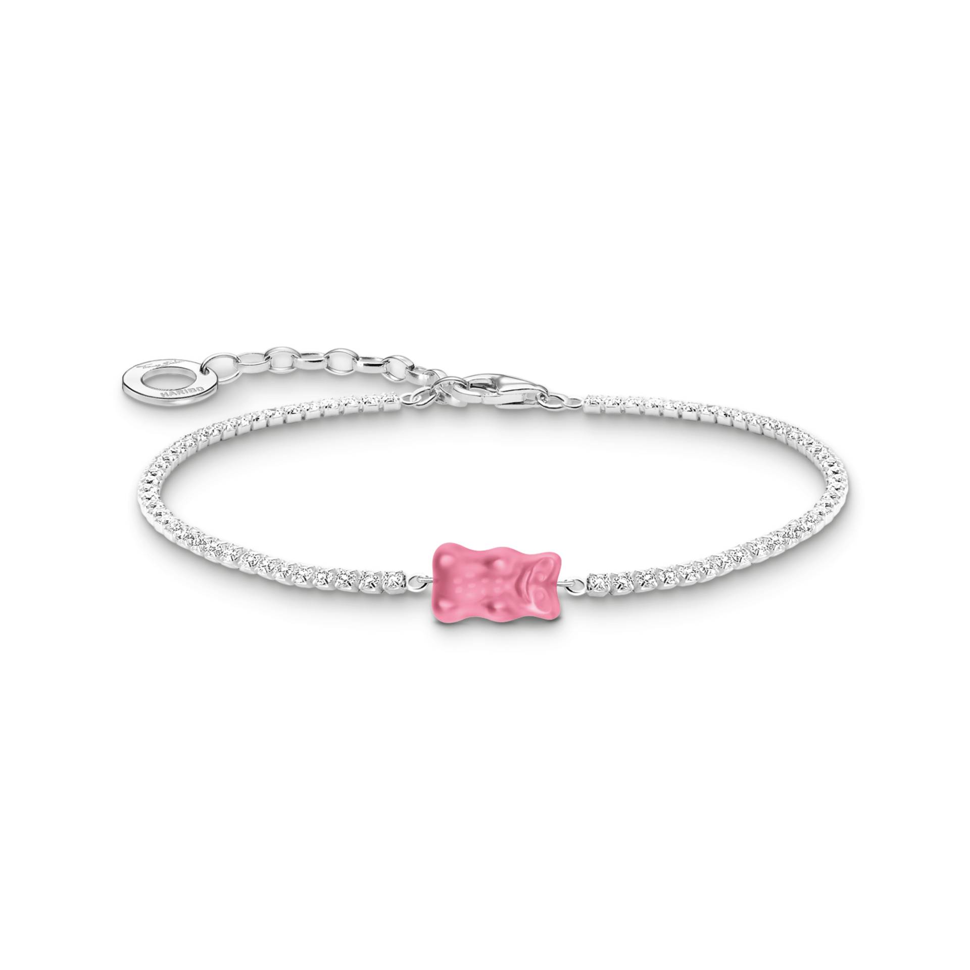 Thomas Sabo Armband mit pinkfarbenem Goldbären und Steinen Silber pink A2187-052-9-L19V von Thomas Sabo