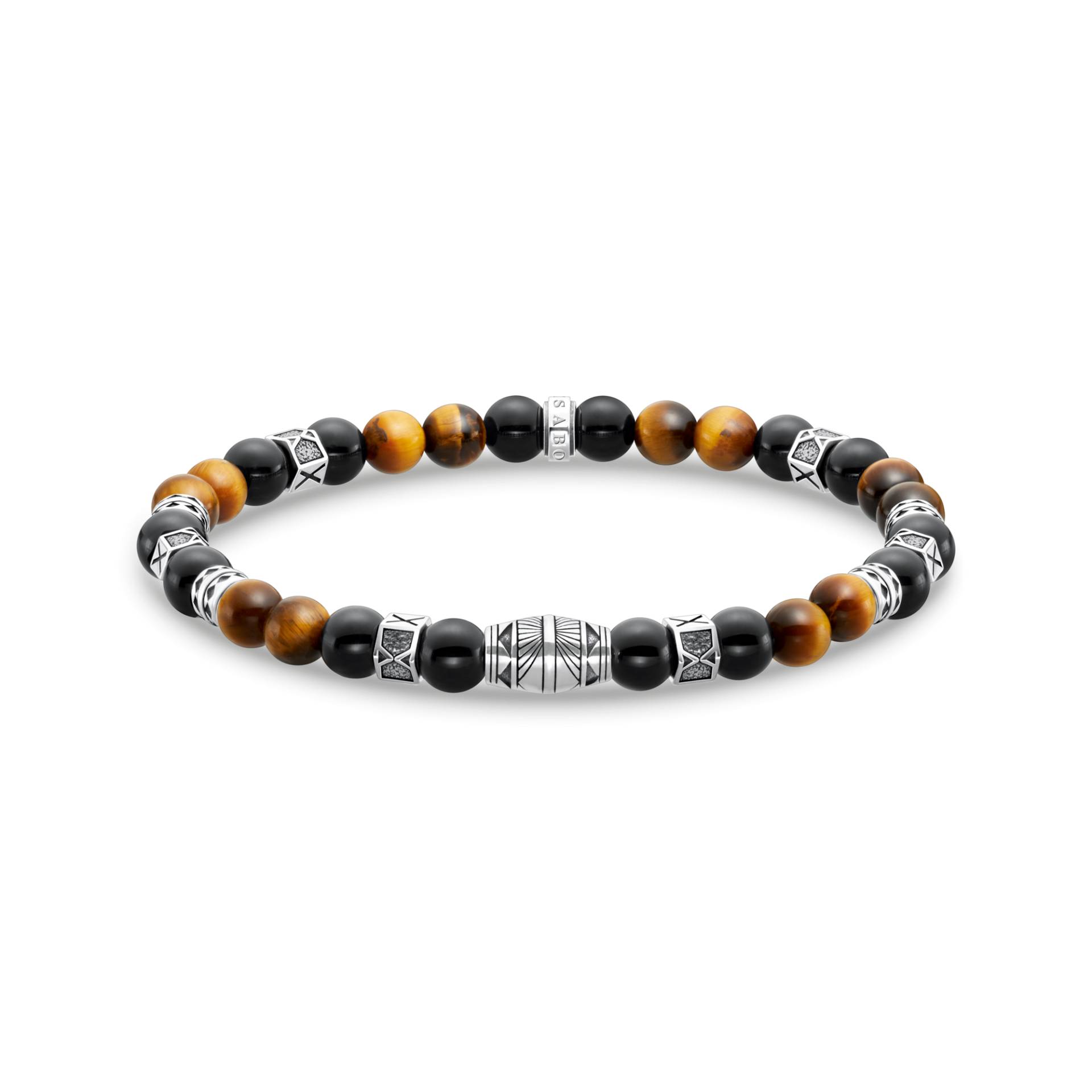 Thomas Sabo Armband mit schwarzen Onyx-Beads und Tigerauge-Beads Silber mehrfarbig A2087-507-7-L17 von Thomas Sabo